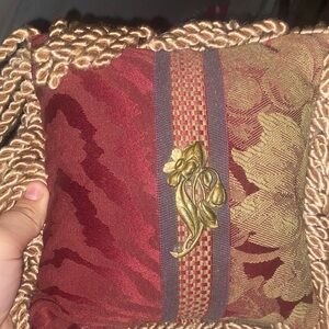 Riverdale Decorative pillow, Wine Red and Gold Accent